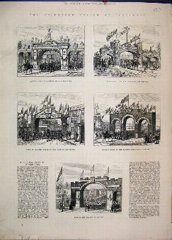 Print 1882 Volunteer Review Portsmouth Tudor Arch 