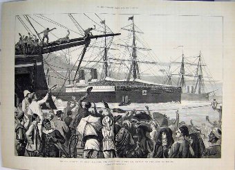 Print 1882 War Egypt Orient Steam Ship Scots Guard