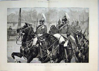 Print 1882 War Royal Review Troops Egypt Guards Pa