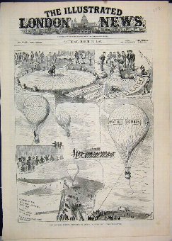 Print 1883 Brighton Review Balloon Battle 73MAR1