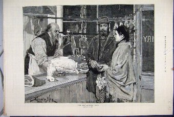 Print 1883 Christmas Dinner Shopping Goose Butcher