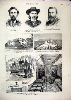 Print 1883 Electric Tramcar Kew Bridge Wrotham Hou