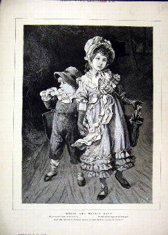 Print 1883 Little Boy Girl Bread Butter Walking Co