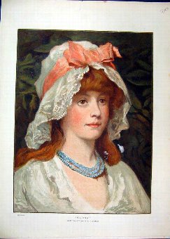 Print 1883 Portrait Beautiful Woman Olivia Colour 