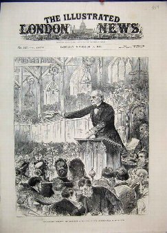 Print 1885 Election Campaign Gladstone Church Hall