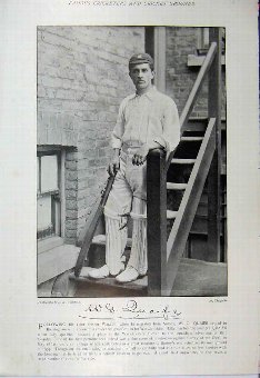 Print 1895 Cricket Sport Quaife Richard Pilling Ph
