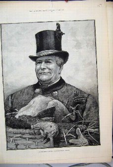Print 1884 Christmas Hamper Turkey Man Top Hat Art
