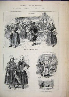 Print 1884 Dutch Folk Market Middelburg Fishwomen 