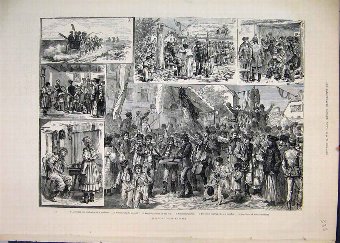Print 1884 Election Hungary Voters Procession 33MA