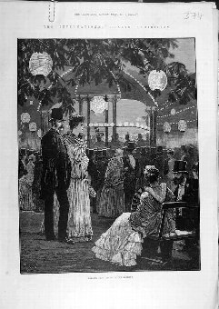 Print 1884 Evening-Fete Music Gardens Health Exhib
