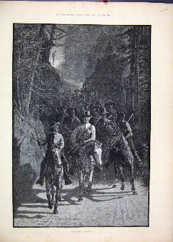 Print 1884 Lynch Law America Horses Masks Gun Fine