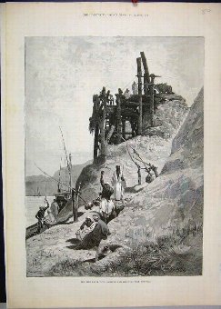 Print 1884 Nile Expedition Sakiyeh Shadouf Korsoko