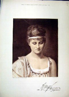 Print 1884 Portrait Beautiful Woman Sepia Vander W