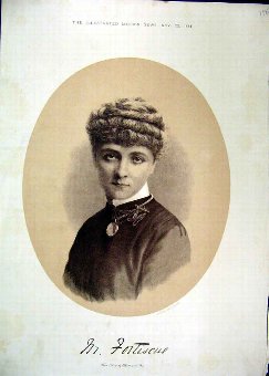 Print 1884 Portrait Fortiscue Beautiful Woman Leig
