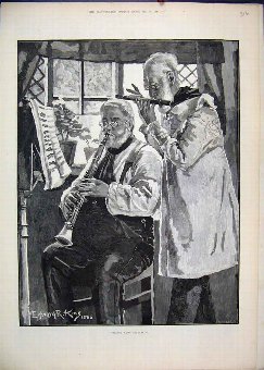 Print 1884 Village Waits Rehearsing Music Men 16MA