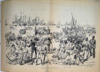 Print 1884 War Soudan Disembarking Baker Pasha Tri