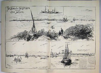 Print 1884 War Soudan Sketches View Massowah Suaki
