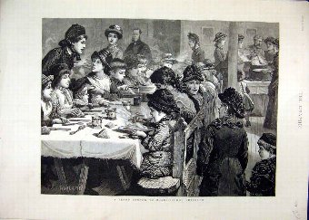 Print 1885 Penny Dinner Boarding School Children F