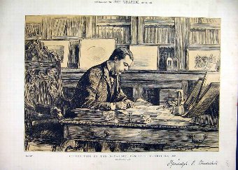 Print 1885 Sepia Celebrities Lord Randolph Churchi