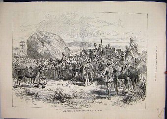 Print 1885 War Soudan March Tamai Inflating Balloo