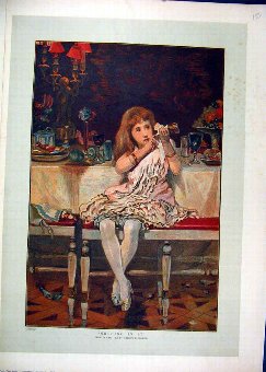 Print 1886 Colour Little Girl Dinner Table 33MAR1