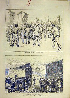 Print 1886 Unemployed London People Dock Labourers