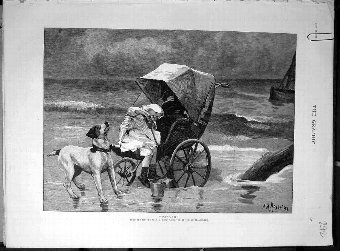 Print 1887 Danger Rossi Child Baby Dog Beach Sea P
