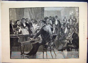 Print 1887 Meeting Lyric Club Piano Music Singing 