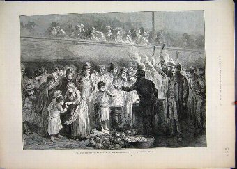 Print 1887 Poor Families Food Trafalgar Square Art