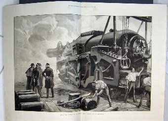 Print 1887 War Firing 110-Ton Gun Woolwich Officer