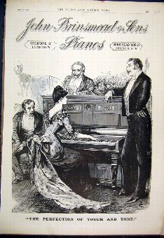 Print 1888 Advert John Brinsmead Piano Woman Music