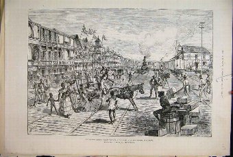 Print 1888 Atlantic Terminus Panama Ship Canal Rai