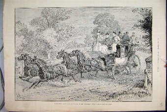 Print 1888 Brighton Times Coach Chuckfield Park Ho