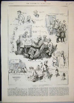 Print 1888 Free Library Books Reading Dogs Childre