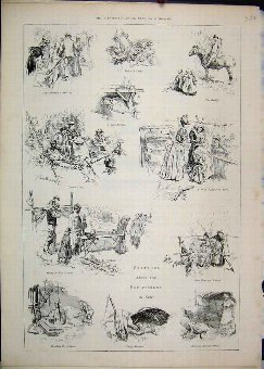 Print 1888 Hop Pickers Kent Treading Pockets Sketc