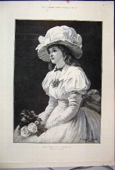 Print 1888 Portrait Girl Grandmamma Beautiful Vict