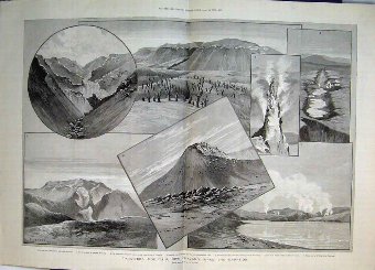 Print 1888 Tarawera Mountain New Zealand After Eru