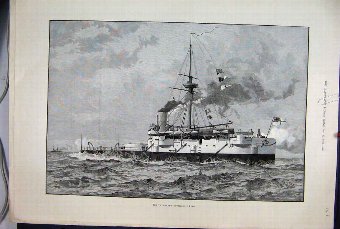 Print 1888 Twin Screw Battle Ship Hero Sea Fine Ar