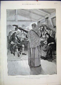 Print 1888 Woman Music Forestier People Watching O