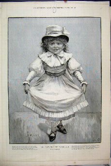 Print 1889 Little Girl Dressed Up Beautiful Victor