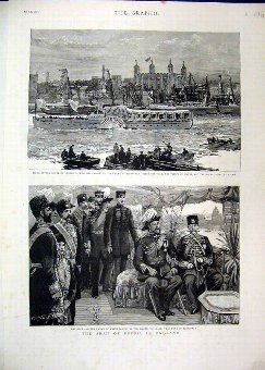 Print 1889 Shah Persia England Duke Edinburgh Rive