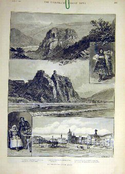 Print 1889 Sketches Bohemia Oybin Monastery Fortre
