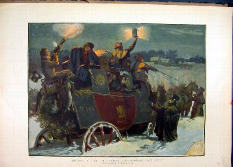 Print 1889 Snow Christmas Eve Horse Carriage Peopl