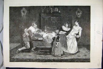 Print 1889 Wines Family Dinner Table Cheers Fine A