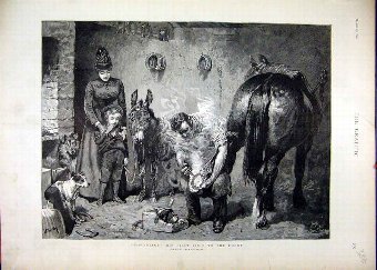 Print 1890 Forge Man Shoes Horse Mother Child Watc