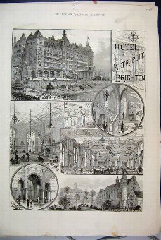Print 1890 Hotel Metropole Brighton Grand Staircas