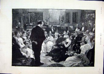 Print 1890 Humorous Recitation Party Man Speaking 