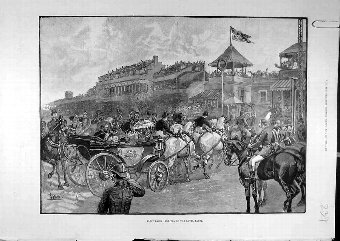 Print 1891 Ascot Races Royal Party Procession Old 