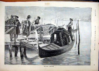 Print 1891 Gondoliers River Romance Pier Fine Art 