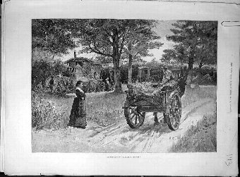 Print 1891 Travelling Showmen Camp Caravan Cart Ar